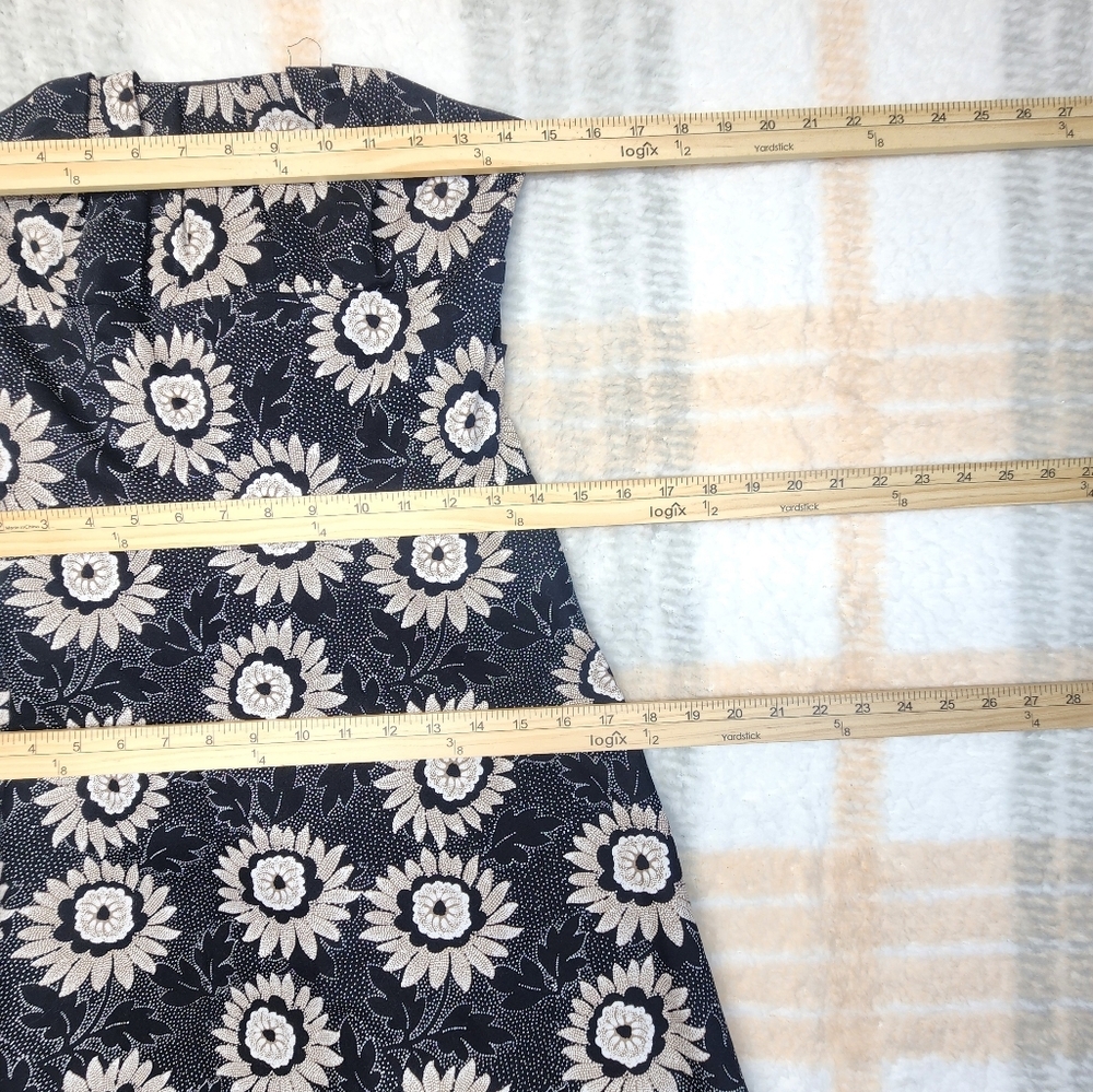 White House Black Market Strapless Black/Ivory Floral Dress Size 4 - Picture 7 of 10